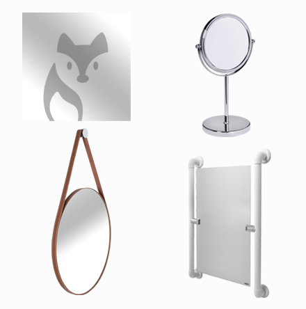 Espelhos decorados, de bancada, inclinável e adnet (pelicano)